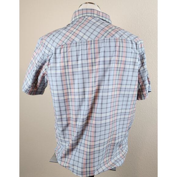Basin and Range Blue Orange Plaid SS Shirt Lightweight Mens Large Fishing Hiking - Picture 4 of 10